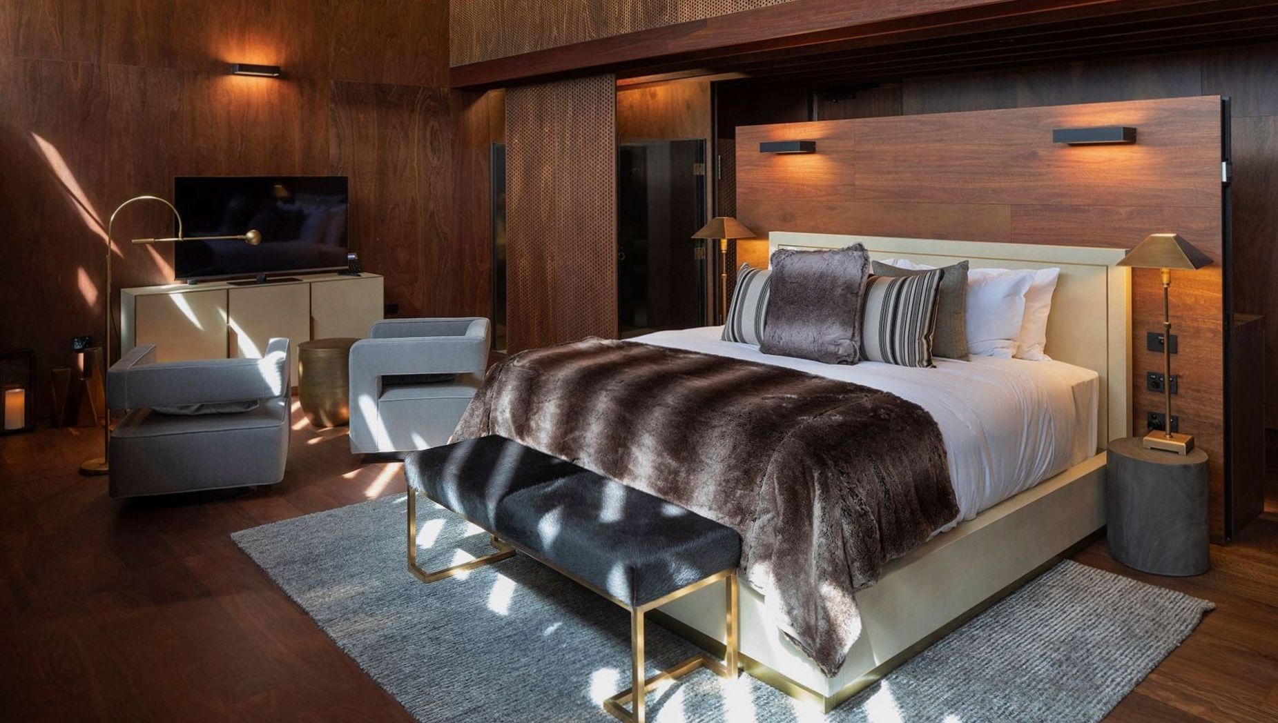 Comfortable room interior with housekeeping and fresh linens